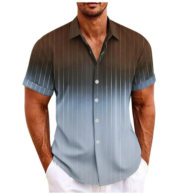 SHIXIAOO Chemise Décontractée de Printemps pour Hommes à Col Rabattu Imprimé Complet Manches Courtes de Plage Chemise de Vacances Extérieure T-Shirt Surdimensionné pour Hommes Chemises de Travail Décontractées pour Hommes