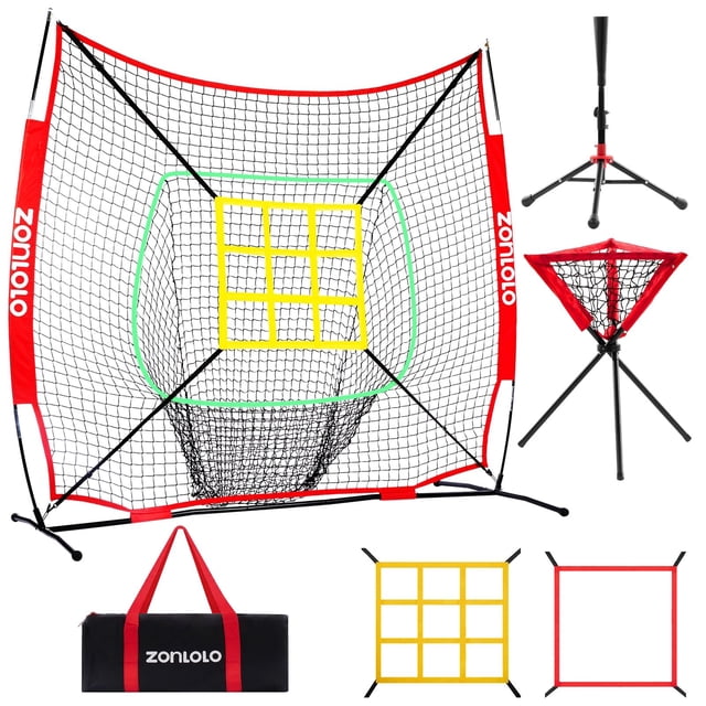 Red de béisbol y sóftbol ZONLOLO de 6 x 6 pies con accesorios