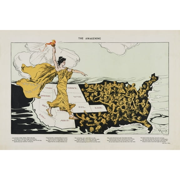 Print: The Awakening, Women's Suffrage, 1915