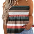 thumbnail image 3 of Women‘s Strapless Tank Tops Sleeveless Pleated Gradient Color Ladies Summer Boho Print Loose Fit Pullover, 3 of 6