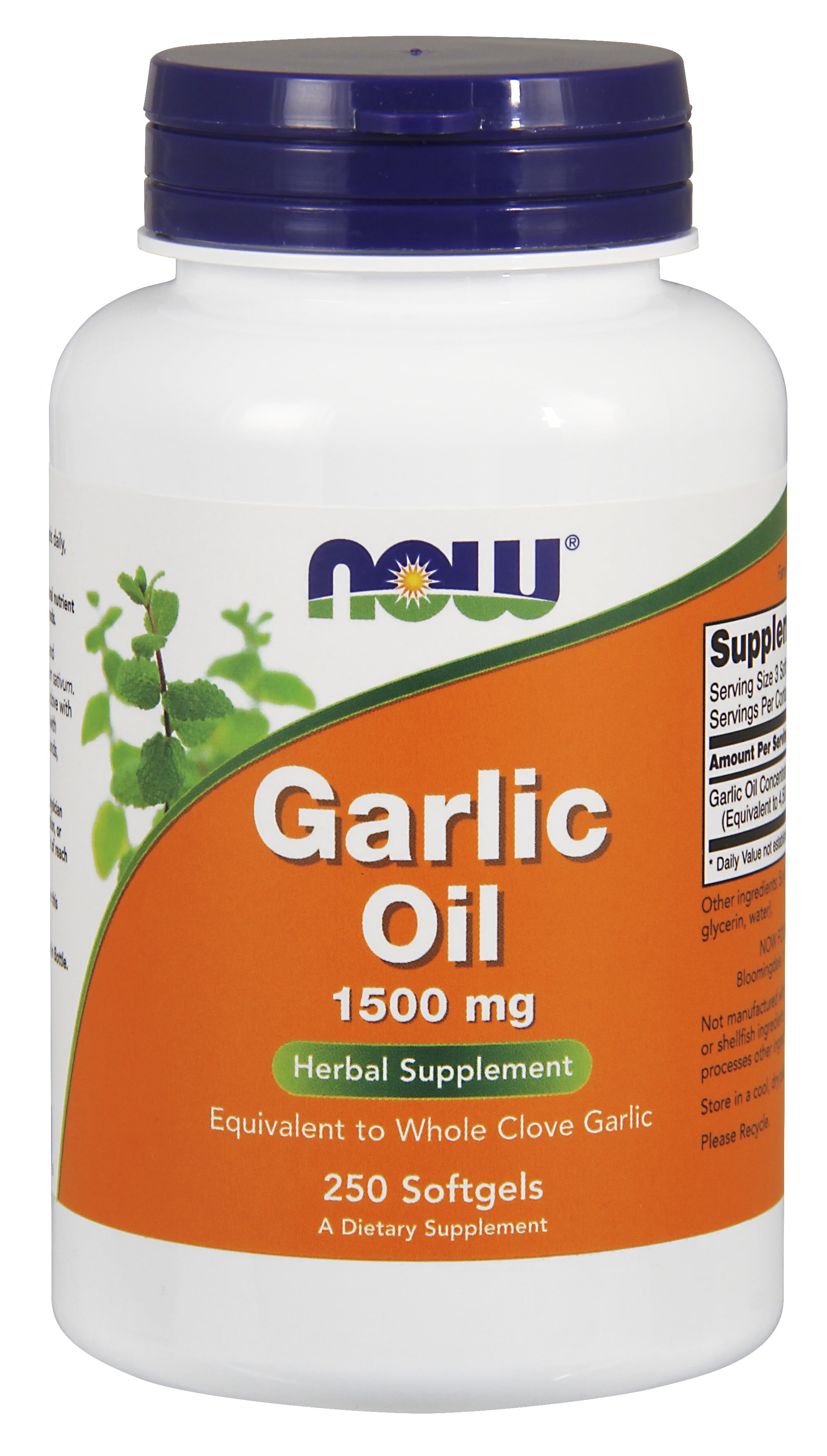 NOW Supplements, Garlic Oil 1500 mg, Serving Size Equivalent to Whole