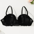 thumbnail image 4 of Ohufall Women's Bra Lightly Padded Lace Underwire Half Cup Bras Breathable Adjustable Strap Low Cut Push Up Bras, 4 of 5