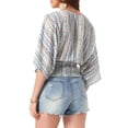 thumbnail image 3 of INSPIRE CHIC Boho Top for Women's Chiffon Smocked Batwing Dolman Sleeve Blouse XS Blue White, 3 of 5