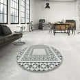 thumbnail image 3 of Ahgly Company Indoor Round Patterned Gray Novelty Area Rugs, 4' Round, 3 of 6