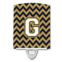 Letter G Chevron Navy Blue and Gold Ceramic Night Light