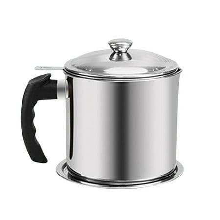 

Kitchen Stainless Steel Oil Filter Pot Durable Stainless Steel 1.3L Large Capacity Pot for Hotel Restaurant Good Helper True Color
