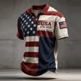 thumbnail image 4 of Mens Patriotic USA 250th Anniversary Short Sleeve Polo Shirts, American Flag Embroidery Vintage US Flag Print Casual Tops for Independence Day(,XL), 4 of 4