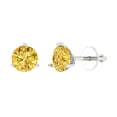 thumbnail image 2 of 2 Ct Round Cut Studs Yellow Crystal 14K White Solid Gold Everyday Dainty Earrings Screw Back, 2 of 7