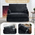 thumbnail image 3 of Foldable sofa bed recliner, 3-in-1 convertible sleeper, mid-century modern decor, suitable for small spaces, with three pillows, can be placed in the bedroom study room guest, 3 of 6