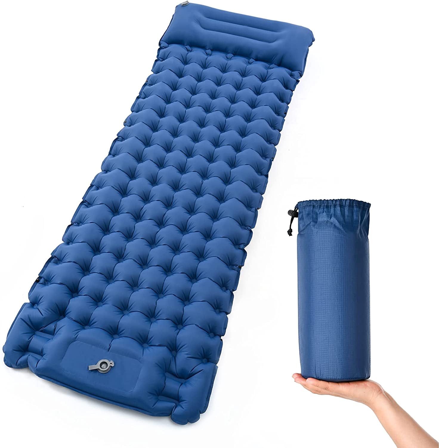 Inflatable Camping Mat Ultralight Lightweight Single Sleeping Mattress Pillow 