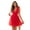 Red, variant on Women's Open Back Sleeveless Mesh Dress with Lace Detail and Tie Front 100% Polyester Lined for Party Wear for Evening