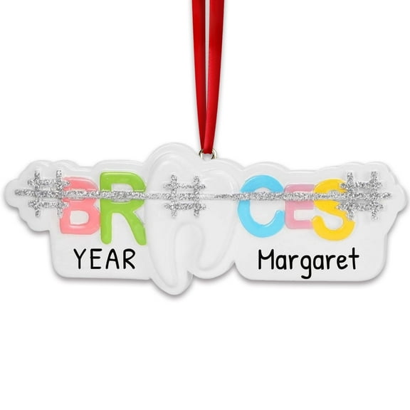 Persoalized Braces Christmas Ornaments 2024 - Dental Gift Braces Ornament Girl Dentist Ornament Braces Ornament Boy Braces Teeth Ornament Healthcare Ornaments Dental Ornament for Christmas Tree