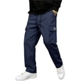 thumbnail image 2 of Resicozy Cargo Sweatpants for Men Casual Athletic Drawstring Waist Jogging Sweatpant with Pockets Home Party Dark Blue 3XL, 2 of 6