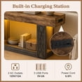 thumbnail image 3 of Homieasy 63" Farmhouse Console Table - Gray and Brown, with Outlets, LED Lights & 2-Tier Storage, Unique Geometric Pattern Sofa Table for Living Room, Hallway, Foyer, 3 of 5
