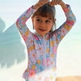 thumbnail image 4 of Tiijoy Girls Floral One-Piece Swimsuit Cute Long Sleeve Half Zip Rash Guard Bathing Suit, 4 of 7