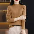thumbnail image 2 of ManxiVoo Women's Ribbed Knit Turtleneck Sweater Long Sleeve Pullover Basic Top for Fall 2025 Versatile Layering Piece XL Size Coffee, 2 of 7