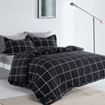 thumbnail image 4 of SLEEP ZONE Floral Duvet Cover Set, Ultra Soft Microfiber Bedding with Designer Print, Wrinkle-Resistant (White Grid Black, 104 x 90 inch, 3 Pieces), 4 of 7