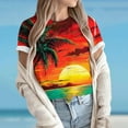 thumbnail image 5 of Hvyesh Womens Hawaiian Shirt Palm Trees Beach Graphic Tee Tops Summer Vacation Short Sleeve Tshirt Tops Casual Round Neck Blouses, 5 of 5