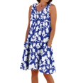 thumbnail image 5 of Summer Floral Dresses for Womens Wrap V Neck Dress Wedding Guest A-Line Sleeveless Sundress with Pockets, 5 of 5