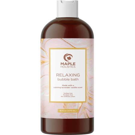 Luxurious Lavender Bubble Bath for Women and Men - Maple Holistics Sulfate Free Foaming Bath Bubbles for Sensitive Skin with Chamomile Calendula and Sage Essential Oil - 16 fl oz