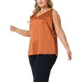 thumbnail image 5 of Agnes Orinda Plus Size Silk Satin Tank Tops for Women V Neck Casual Cami Sleeveless Blouses Summer Basic Camisole 3X Caramel, 5 of 7