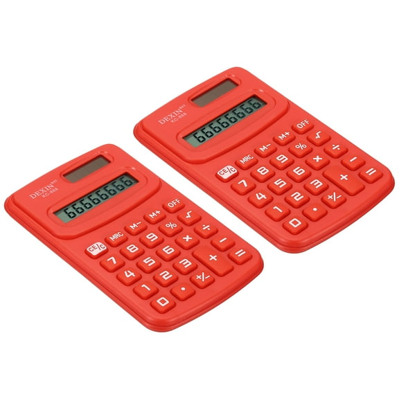 Uxcell 8 Digit Pocket Size Mini Calculator Power Handheld Calculator Red 2 Pack
