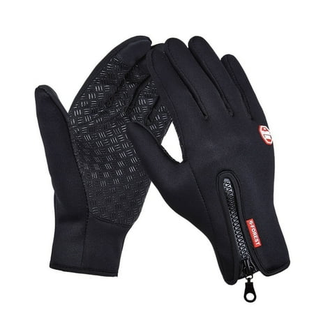 U-MAX Warm Fleece Windproof Outdoor Sports Gloves Magic Touch Screen Gloves Waterproof Motorcycle Cycling Mountaineering Skiing (Best Summer Motorcycle Gloves Review)