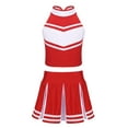 thumbnail image 1 of Ocealan Uniforme de Cheerleading pour Filles Sans Manches avec Jupe Plissée Ensemble Costume Rouge&Blanc 16, 1 of 7