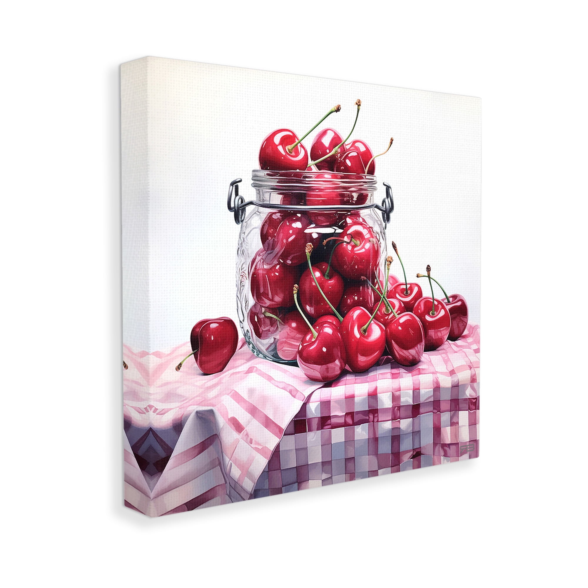 Stupell Industries Cherries in Country Jar Food & Beverage Painting Gallery Wrapped Canvas Art Print Wall Art, 24 x 24