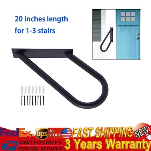 Wall Mount Hand Rails Outdoor Handrail Garage Railing Black Finished for Stairs