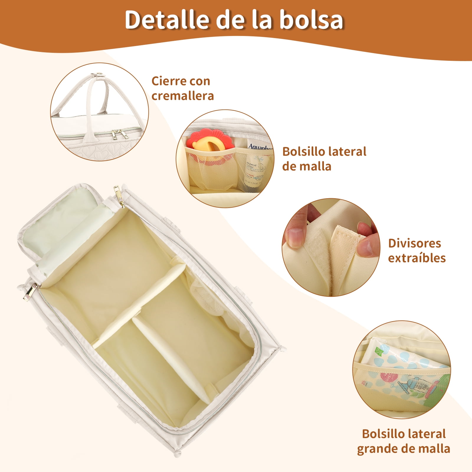 Baby Diaper Caddy, Soft Quilted Fabric Nursery Storage Organizer with Dividers & Side Pockets, Foldable Portable Changing Basket, Ideal Baby Shower Gift for Newborn