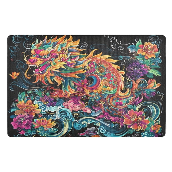 BZSMCE Floor Mats 32x20in Colorful Dragon Creativity Doormats