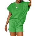 thumbnail image 5 of Short Sleeve Sport Casual 2 Pieces Sets Women Loose Tops & Elastic Waist Shorts, 5 of 5