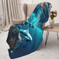 thumbnail image 3 of Disketp Hawaiian Ship Dolphin Cozy Flannel Fleece Throw Blanket: Has a velvety texture for All Seasons - Perfect for Women, Men, & Kids"60"x50", 3 of 6
