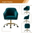 thumbnail image 5 of Velvet Office Desk Chair Rolling Vanity Armchair Swivel Adjustable Adult Teal, 5 of 10