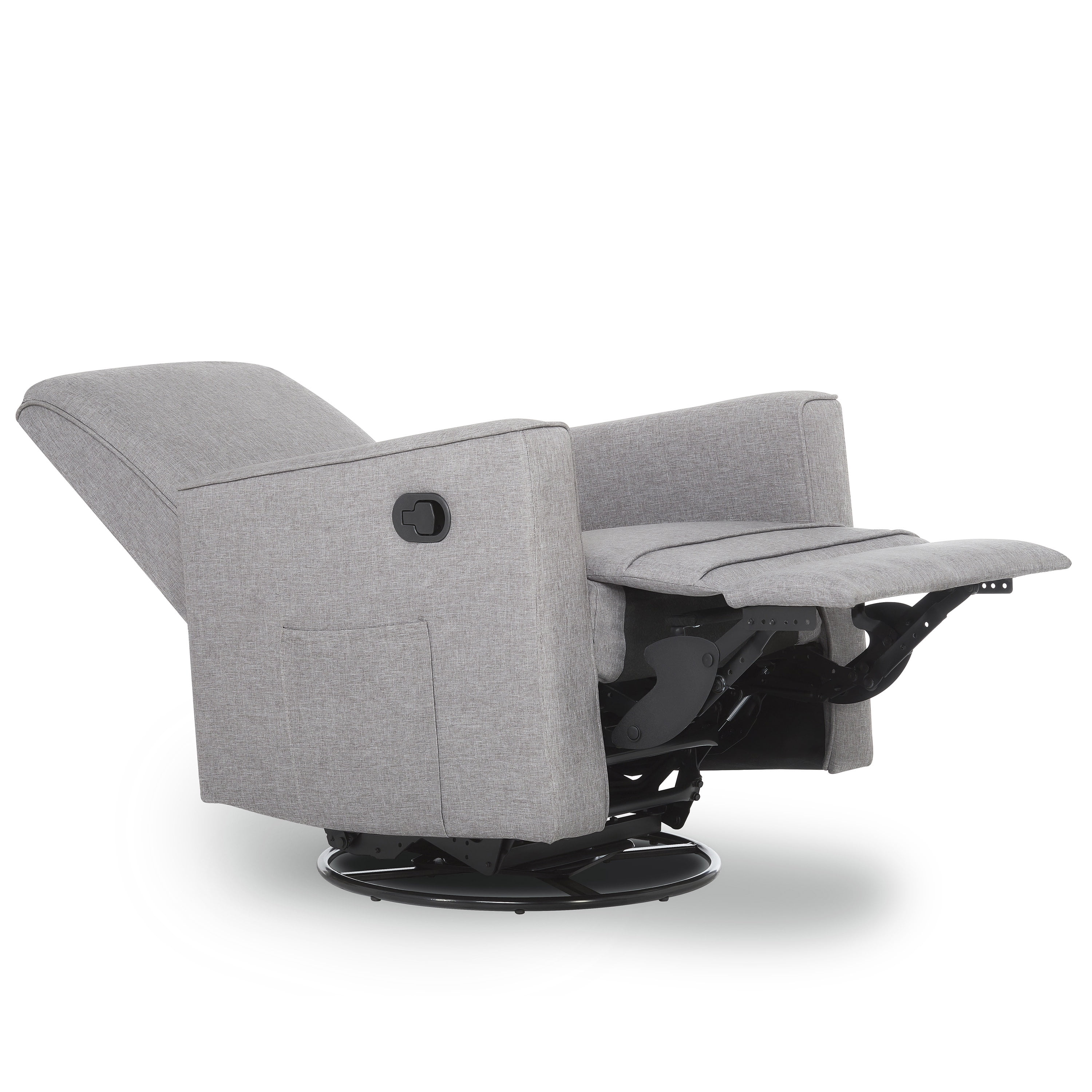 Evolur Raleigh Nursery Glider Recliner and Rocking Chair in Light Gray, 360° Swivel Motion, Multiple Recline Positions, Easy to Clean, FSC and Greenguard Gold Certified