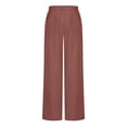 thumbnail image 4 of Wiyuqeen Women Flowy Pants Comfy Cotton Linen Wide Leg Palazzo Pants Loose Fit Long Lounge Slacks Button Up High Waist Trousers Pockets, 4 of 8