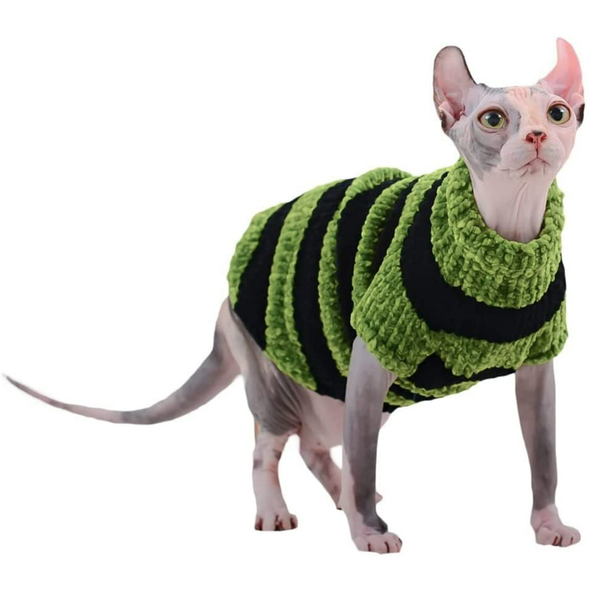 ATTOE Vetements pour Chats Sans Poils Pull a Rayures en Coton a Col Roule Adapte au Sphynx au Rex Cornique au Devon Rex au Peterbald et a Diverses Tailles de Walmart