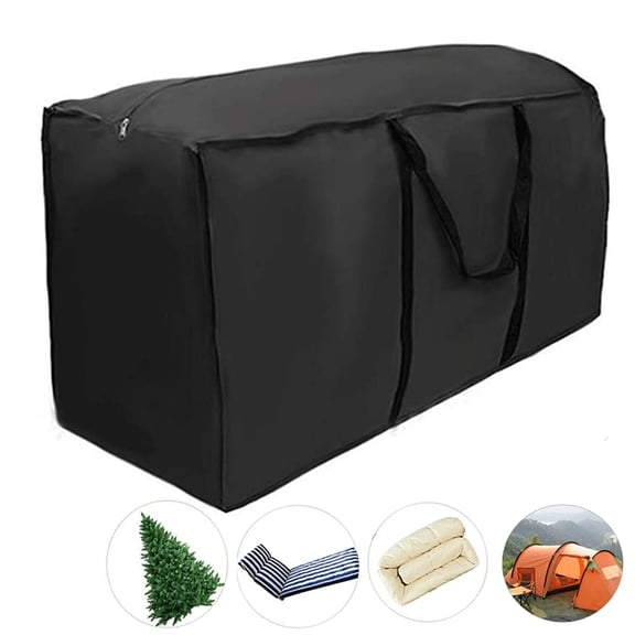 Fmxomd Extra Large Storage Bags, Heavy Duty Patio Waterproof Furniture Cushion Cover with Handles&Zipper,All-Season Protection for Chair, Swing, Bench Cushions-48"Lx16"Wx21.7"H (Black)