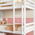 thumbnail image 5 of Leumius Twin Over Twin Bunk Bed with Shelves , Rubber Wood Bed with Shelves Headboard, Safety Guardrails and Ladder, Convertible to 2 Beds for Boys Girls White, 5 of 9
