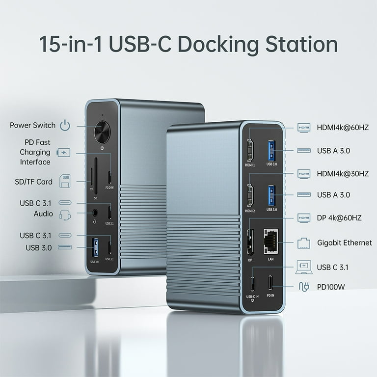 ACASIS USB C ドッキングステーション 15-in-1 ACASIS 15-in-1 USB C Docking Station, 4K HDMI, DP 4K@60 HZ