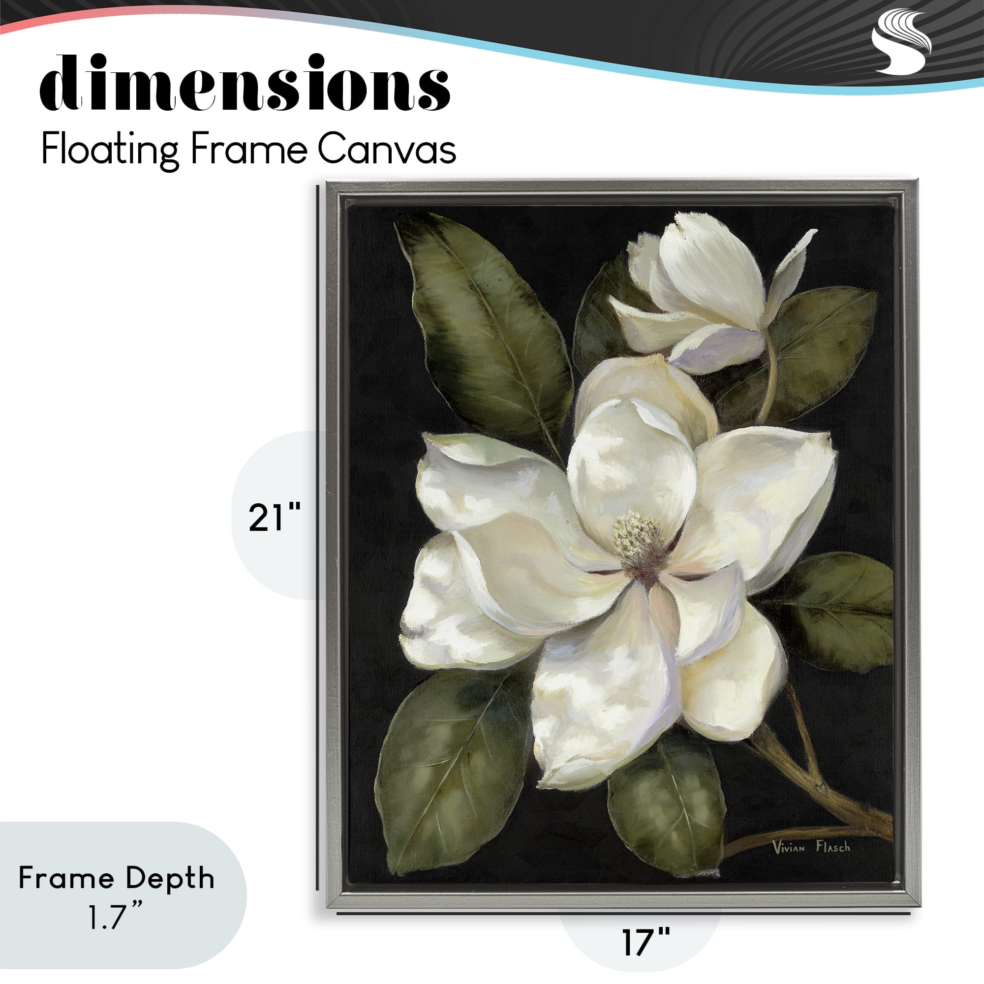 Stupell Industries Blooming Magnolia Buds Gray Framed Floater Canvas Wall Art, design by Nan