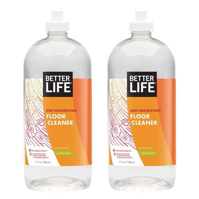 Better Life Limpiador de pisos – Limpiador líquido multiusos para azulejos de madera laminado vinilo bambú – Limpiador de pisos de madera dura para trapear – Menta cítrica 32 onzas líquidas (paquete d