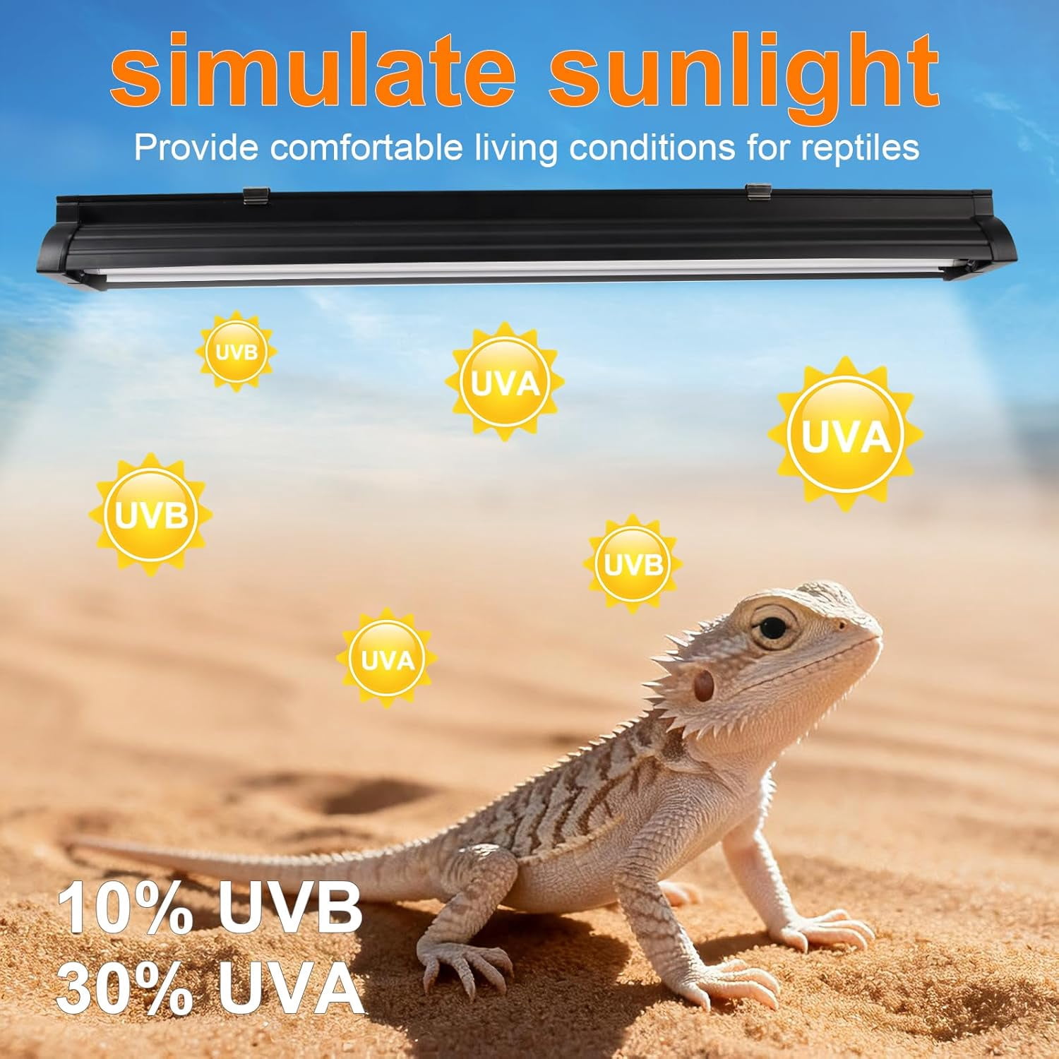 T5  Light for Reptiles, 10.0 24W  Reptile Light Fixture, 22 Inch Lamp Tube for Bearded Dragon Tortoise Lizards Reptiles and Amphibians
