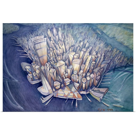 Great BIG Canvas | Rolled Charlotte Johnson Wahl Poster Print entitled Manhattan from Above, 1994