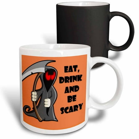 3dRose Eat, drink and be scary. Halloween funny quotes. Popular saying., Magic Transforming Mug, 11oz