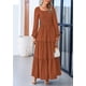 thumbnail image 5 of Vestido largo PRETTYGARDEN para mujer, estampado primaveral, marrón, XS, 5 of 9