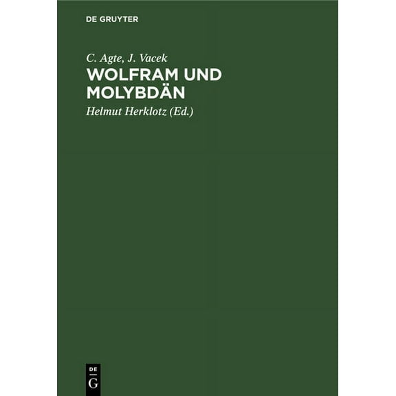 Wolfram Und MolybdÃ¤n, (Hardcover)