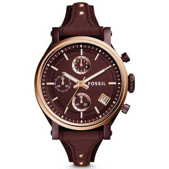 Women's Original Boyfriend ES4114 Wine Leather Quartz Fashion Watch