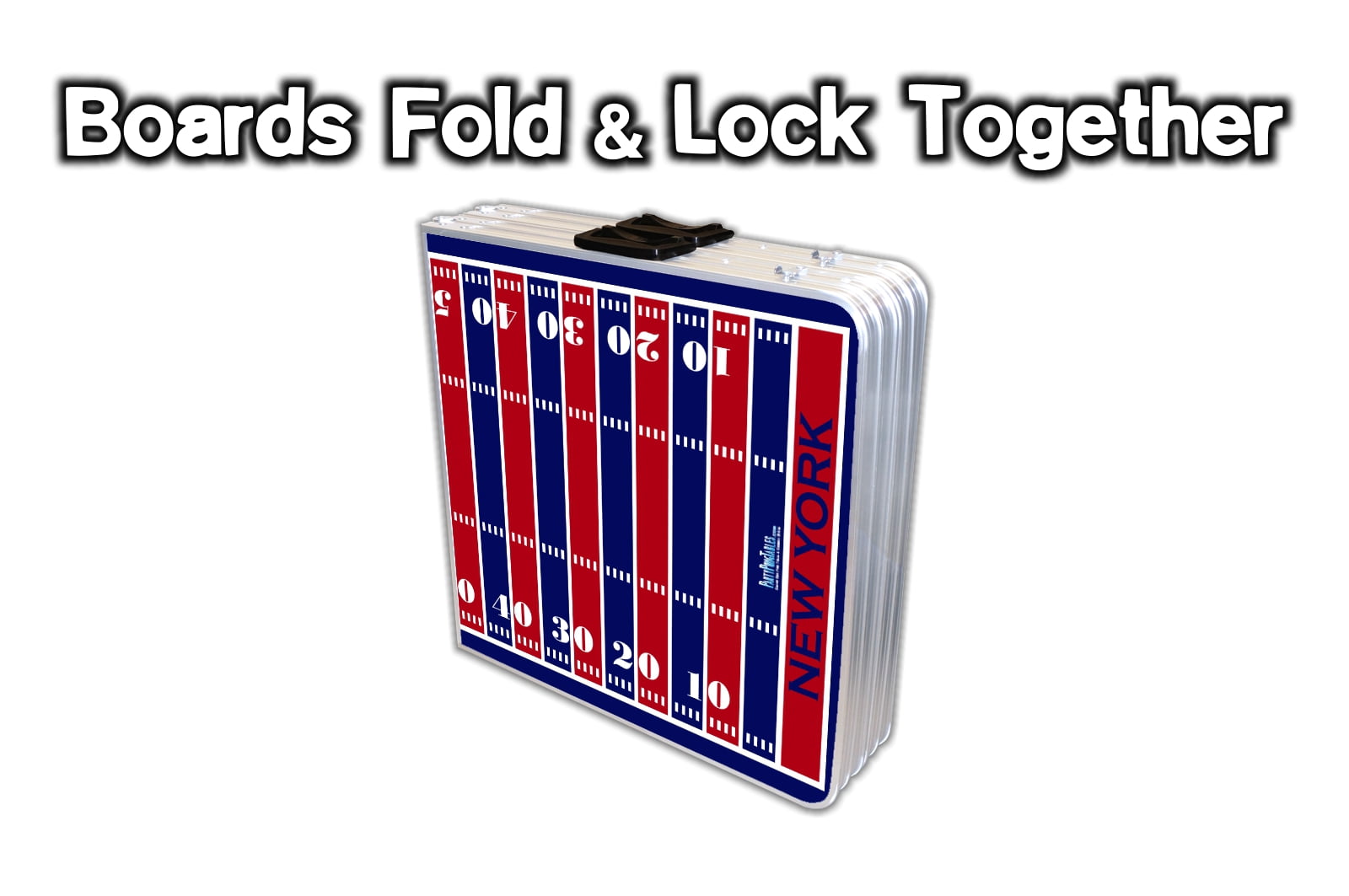 2-in-1 Cornhole Boards & Beer Pong Table - New York Football Field